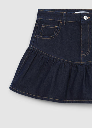 Gonna-pantalone denim con frill