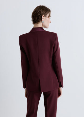 Giacca doppiopetto simil satin con revers in raso