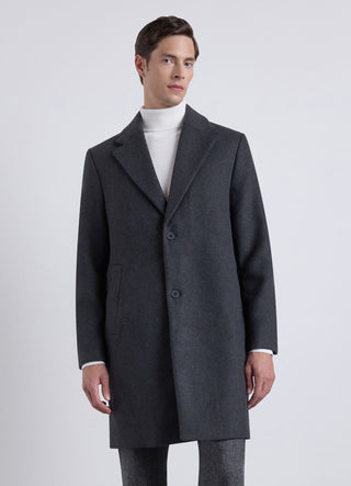 Single-breasted coat with notch lapel collar