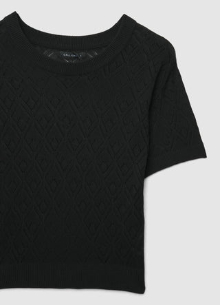 T-shirt en maille ajourée unie