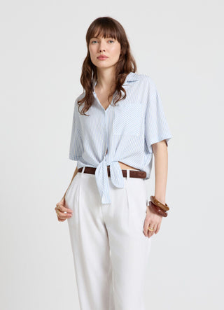 Striped shirt with front knot