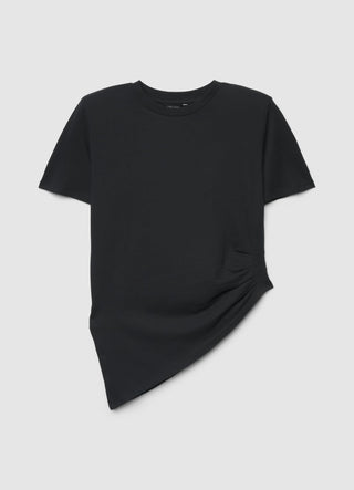 T-shirt with side ruching and asymmetric hem