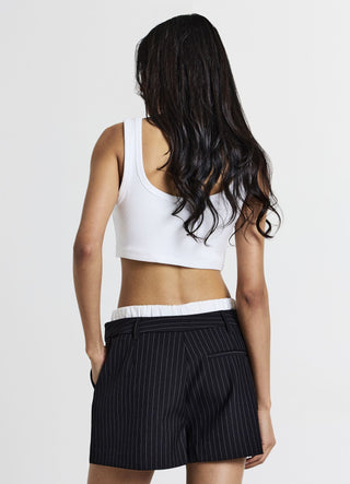 Pantaloncini gessati fascia in vita