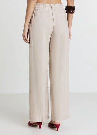 Linen-blend palazzo trousers