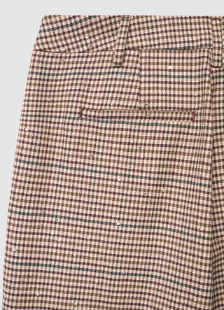 Pantaloni palazzo a quadri con paillettes
