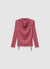 T-shirt a manica lunga con collo drappeggiato e fondo in pizzo