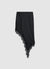Asymmetric faux satin skirt with lace details