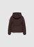 Short padded jacket with hood and belt