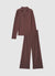 Uni-farbener Rippenstrick-Pyjama-Set