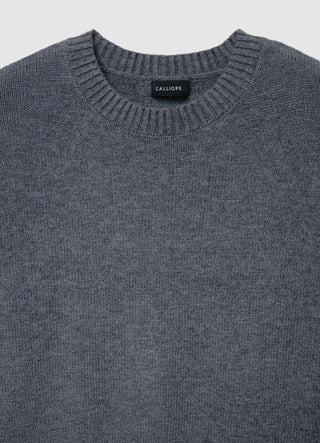 Solid colour crew neck jumper with raw edge finish