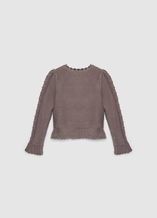 Maglia con lavorazione a trecce e volant