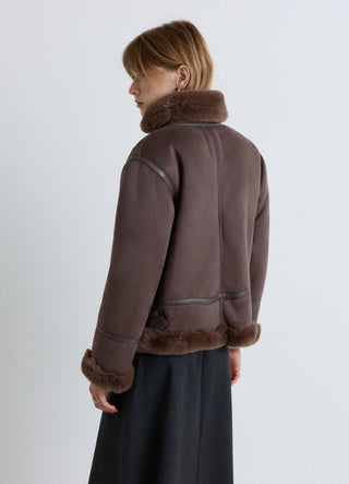 Veste biker avec doublure effet mouton