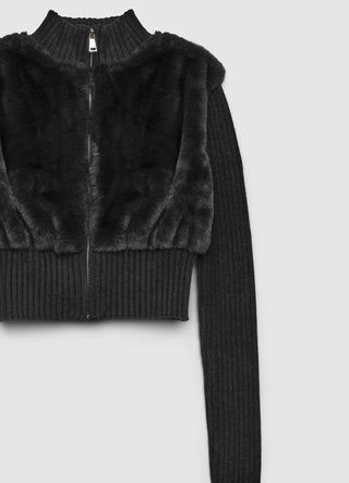 Maglia crop finto pelo