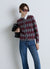 Crew neck cardigan with diamond pattern