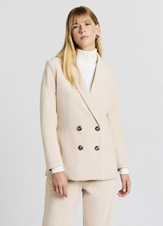 Double-breasted velvet-effect jacket