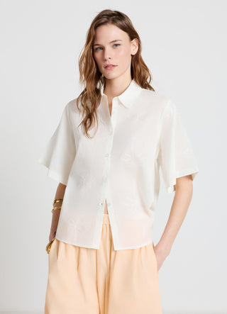 Shirt with palm embroidery