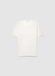 Einfarbiges T-Shirt mit strukturiertem Rundhalsausschnitt - S
