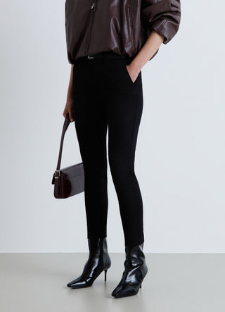 Pantaloni lunghi sartoriali simil satin a tinta unita