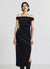 Kleid mit weitem Ausschnitt, einfarbig