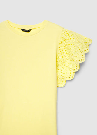 T-shirt with sangallo ruffle sleeves