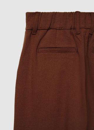 Pantaloni straight con vita elasticizzata e risvolto