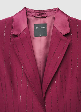 Giacca blazer monopetto gessata con paillettes