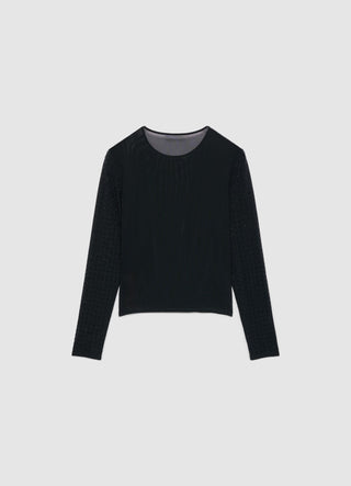 T-shirt in tulle con strass