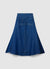Gonna lunga svasata in denim con impunture