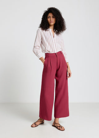 Camicia a righe con collo coreano