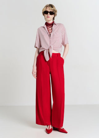 Linen-blend palazzo trousers