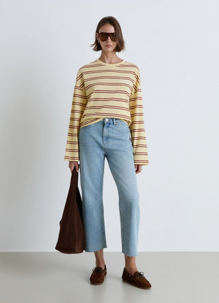 Jeans straight crop a cinque tasche