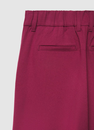 Pantaloni straight con vita elasticizzata e risvolto