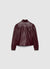 Double-breasted leather-effect jacket with puff sleeves