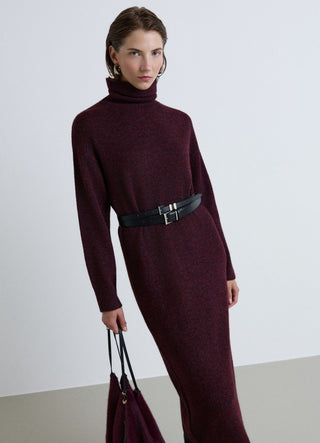 Long solid-colour turtleneck dress