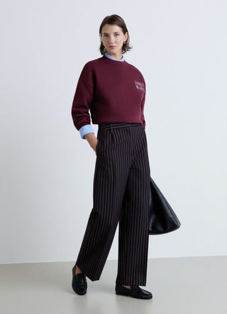 Pantalon droit sartorial à rayures avec pinces