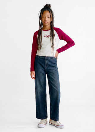 Jeans wide leg a tinta unita