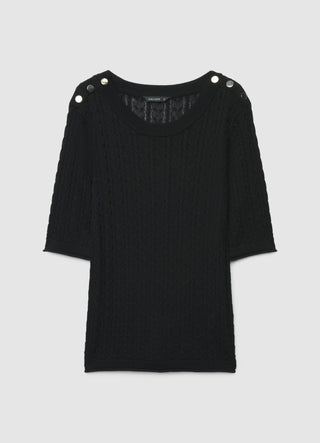 T-Shirt mit Zopfmuster-Strickmuster