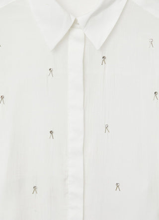 Transparente Bluse mit Applikationen