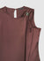 Asymmetric faux satin top with buckle