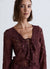 Lace blouse with ruching and tie detail