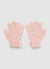 Knitted gloves with pompom and ribbed cuff