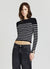 Rundhals-Strickpullover mit Streifen