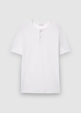 Serafino T-shirt with embossed stripe pattern