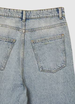 Jeans wide leg effetto sabbiato