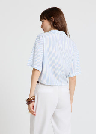 Striped shirt with front knot