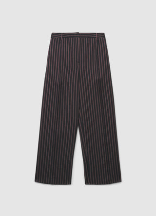 Pantalon droit sartorial à rayures avec pinces