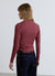 T-shirt a manica lunga con collo drappeggiato e fondo in pizzo