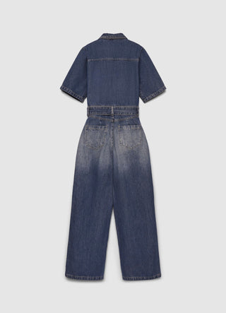 Zip-up jumpsuit with belt