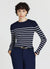 Rundhals-Strickpullover mit Streifen