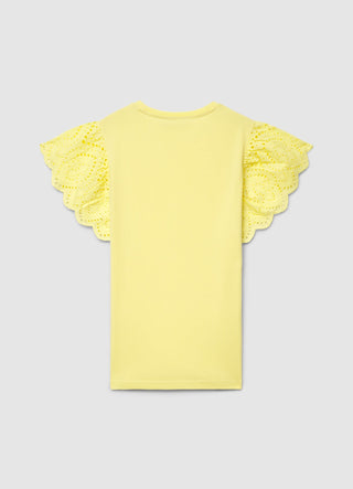 T-shirt with sangallo ruffle sleeves